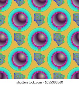 Cup of coffee or tea on background seamless pattern.