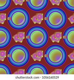 Cup of coffee or tea on background seamless pattern.