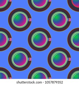 Cup of coffee or tea on background seamless pattern.