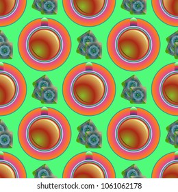 Cup of coffee or tea on background seamless pattern.