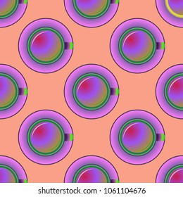 Cup of coffee or tea on background seamless pattern.