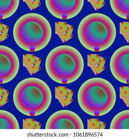 Cup of coffee or tea on background seamless pattern.