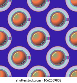 Cup of coffee or tea on background seamless pattern.