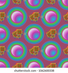Cup of coffee or tea on background seamless pattern.