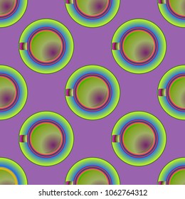 Cup of coffee or tea on background seamless pattern.