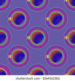 Cup of coffee or tea on background seamless pattern.