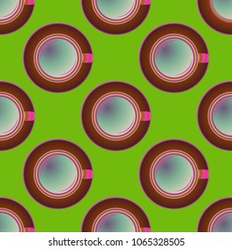 Cup of coffee or tea on background seamless pattern.