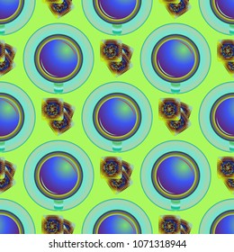 Cup of coffee or tea on background seamless pattern.