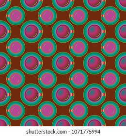 Cup of coffee or tea on background seamless pattern.