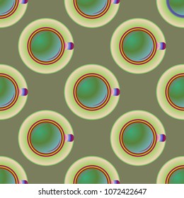 Cup of coffee or tea on background seamless pattern.