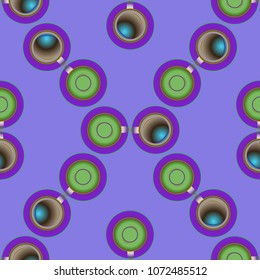 Cup of coffee or tea on background seamless pattern.