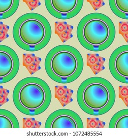 Cup of coffee or tea on background seamless pattern.