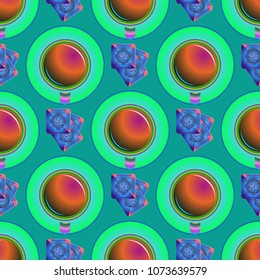 Cup of coffee or tea on background seamless pattern.