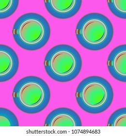 Cup of coffee or tea on background seamless pattern.