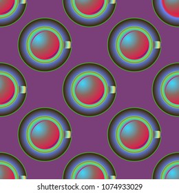 Cup of coffee or tea on background seamless pattern.