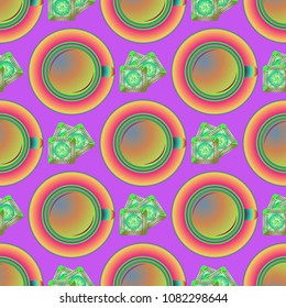 Cup of coffee or tea on background seamless pattern.