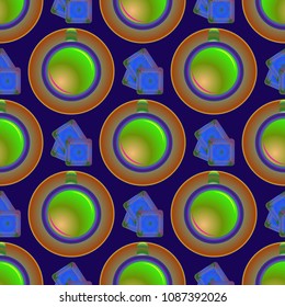 Cup of coffee or tea on background seamless pattern.