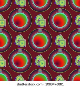 Cup of coffee or tea on background seamless pattern.