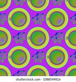 Cup of coffee or tea on background seamless pattern.