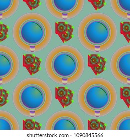 Cup of coffee or tea on background seamless pattern.