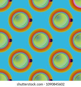 Cup of coffee or tea on background seamless pattern.