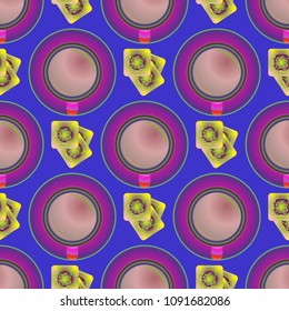 Cup of coffee or tea on background seamless pattern.