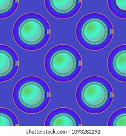 Cup of coffee or tea on background seamless pattern.