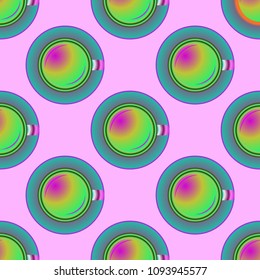 Cup of coffee or tea on background seamless pattern.