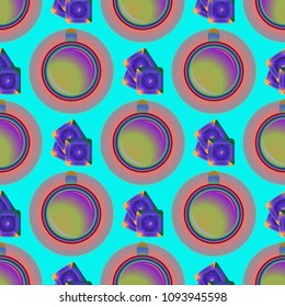 Cup of coffee or tea on background seamless pattern.
