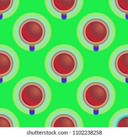 Cup of coffee or tea on background seamless pattern.