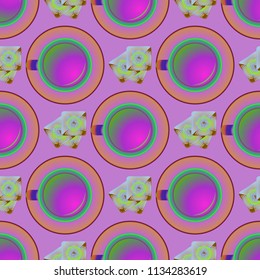 Cup of coffee or tea on background seamless pattern.