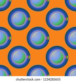 Cup of coffee or tea on background seamless pattern.
