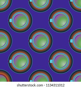 Cup of coffee or tea on background seamless pattern.