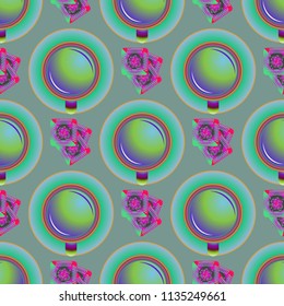 Cup of coffee or tea on background seamless pattern.