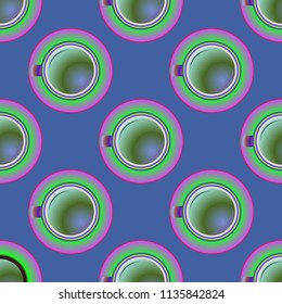 Cup of coffee or tea on background seamless pattern.