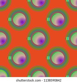 Cup of coffee or tea on background seamless pattern.