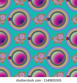 Cup of coffee or tea on background seamless pattern.