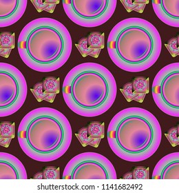 Cup of coffee or tea on background seamless pattern.