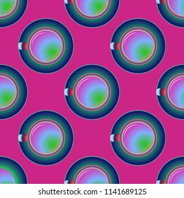 Cup of coffee or tea on background seamless pattern.
