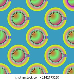 Cup of coffee or tea on background seamless pattern.