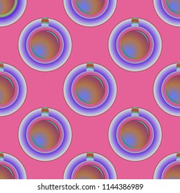 Cup of coffee or tea on background seamless pattern.