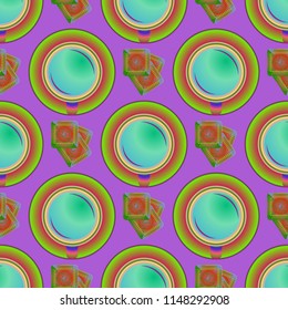 Cup of coffee or tea on background seamless pattern.