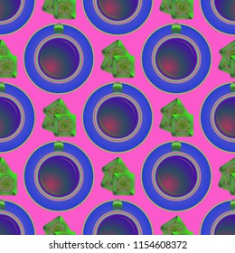 Cup of coffee or tea on background seamless pattern.