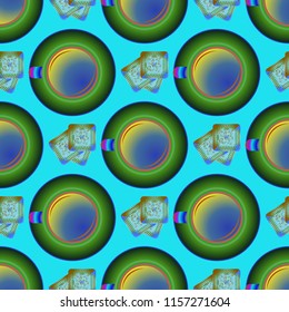 Cup of coffee or tea on background seamless pattern.