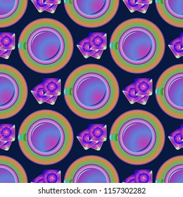Cup of coffee or tea on background seamless pattern.