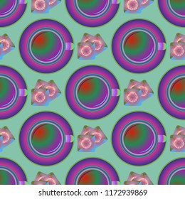 Cup of coffee or tea on background seamless pattern.