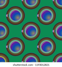 Cup of coffee or tea on background seamless pattern.