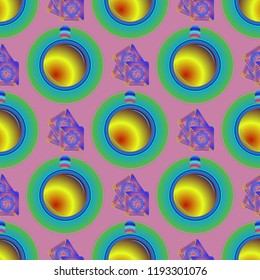 Cup of coffee or tea on background seamless pattern.
