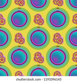 Cup of coffee or tea on background seamless pattern.