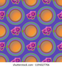 Cup of coffee or tea on background seamless pattern.